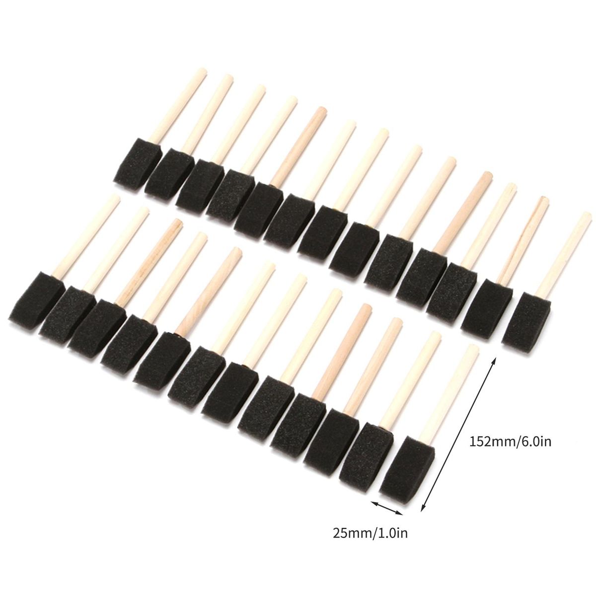25 Pieces 1-Inch Foam Brush Set Sponge Paint Brushes Wooden Handle Lightweight for Students Family Drawing Painting Staining Art and Crafts