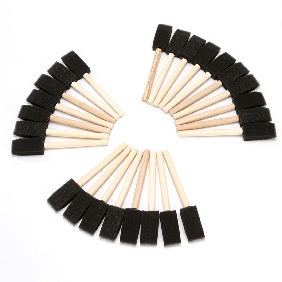 25 Pieces 1-Inch Foam Brush Set Sponge Paint Brushes Wooden Handle Lightweight for Students Family Drawing Painting Staining Art and Crafts