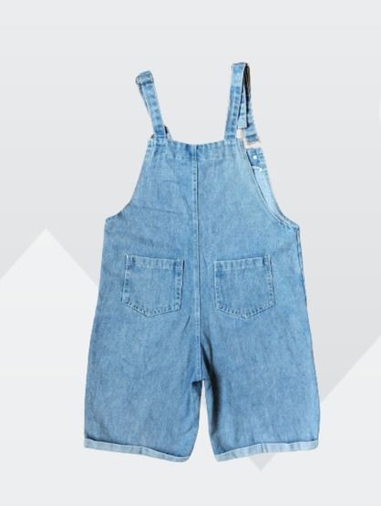 Pattern Overall Denim Short For Ladies