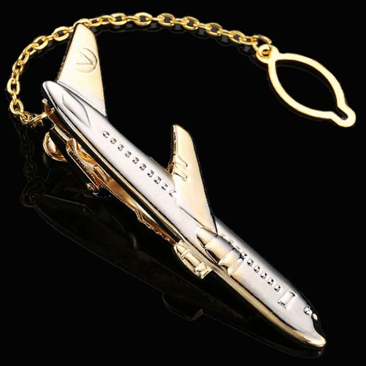 Tie Clip 2pcs Men Business Formal Wedding Tie Clips, Color: Gold Airc Gold Aircraft