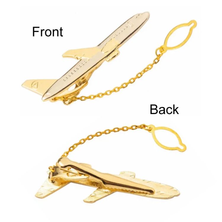 Tie Clip 2pcs Men Business Formal Wedding Tie Clips, Color: Gold Airc Gold Aircraft