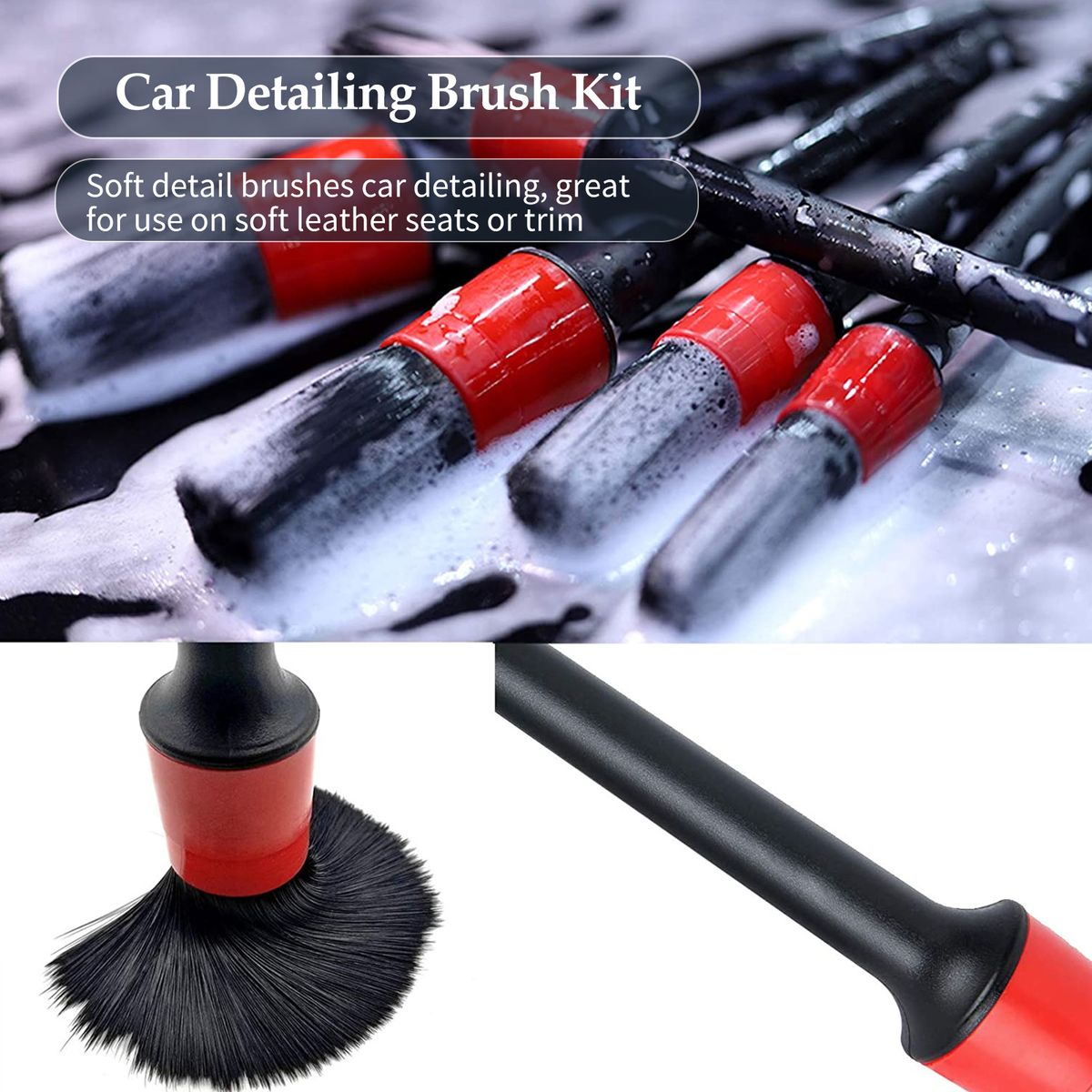 14PCS Car Detailing Brush Kit Set 5 Detail Brush 3 Drill