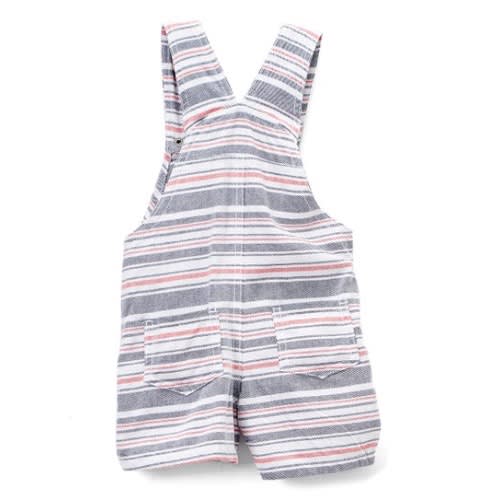 Baby Boys Henley White Bodysuit With Stripe Shortalls