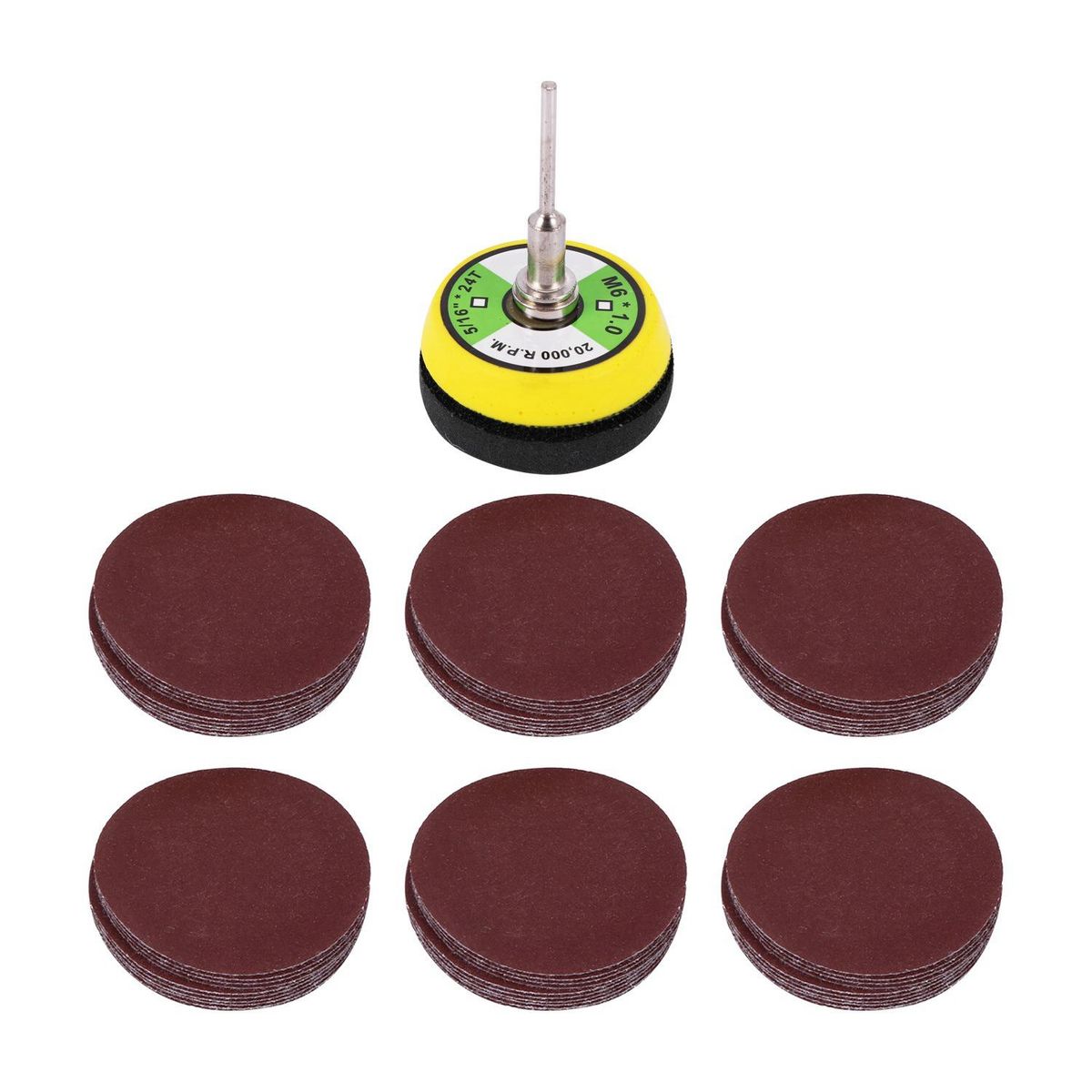 60 Pcs Sanding Paper Grinding Wheel With 50Mm Polishing Pad Adapter Grits Grinding Pad Grit Paper Size 100 240 600 800 1000 2000 For Tool Eccentric Grinder