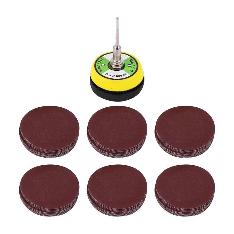 60 Pcs Sanding Paper Grinding Wheel With 50Mm Polishing Pad Adapter Grits Grinding Pad Grit Paper Size 100 240 600 800 1000 2000 For Tool Eccentric Grinder