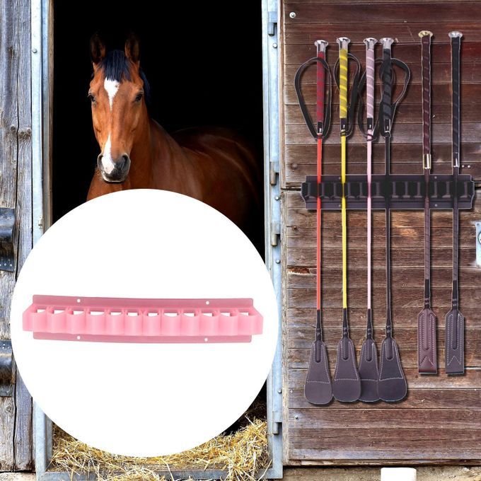 Stables Riding  Rack Holder Holds Up To 12 Whips Bracket Wall Pink