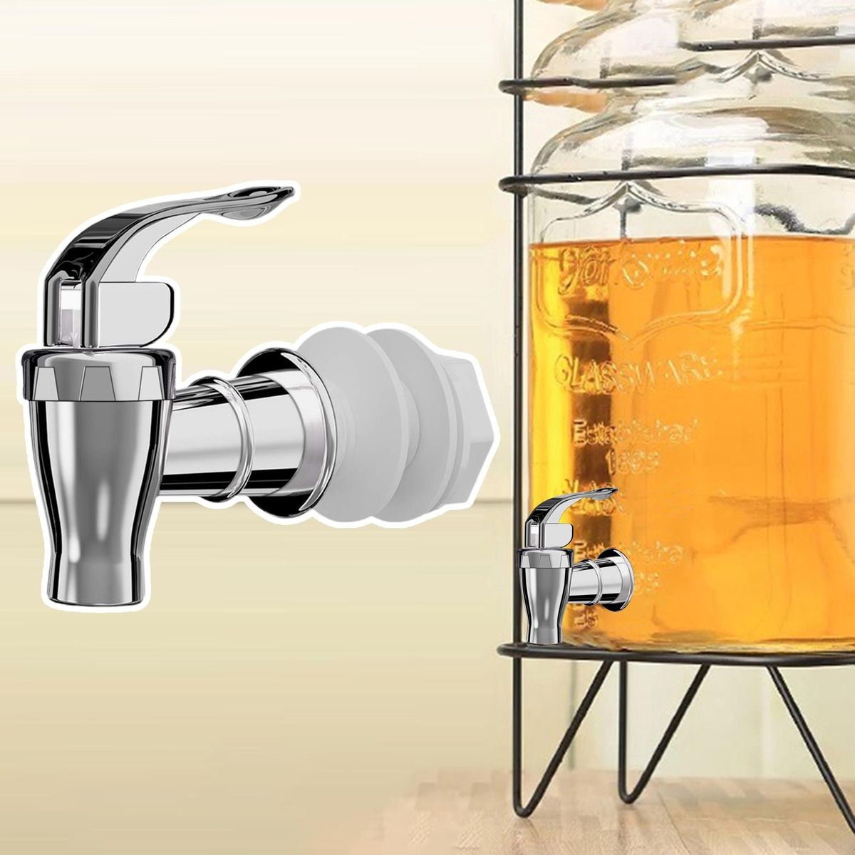 2-pack Silver Push Style Beverage Dispenser Spigots Ideal for Parties White