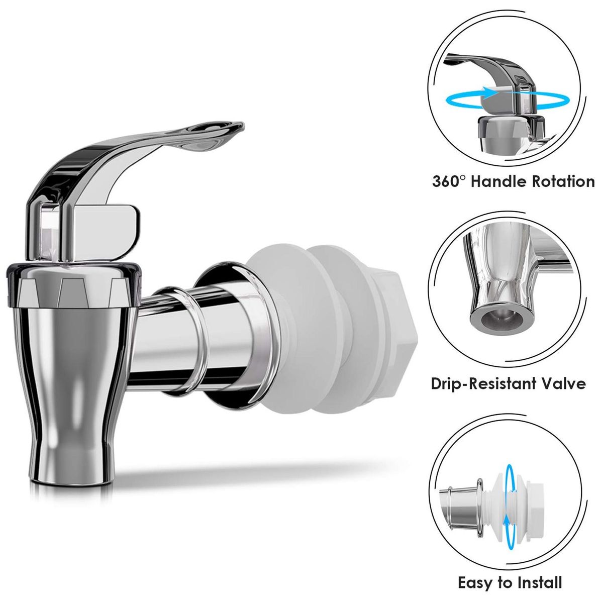 2-pack Silver Push Style Beverage Dispenser Spigots Ideal for Parties White