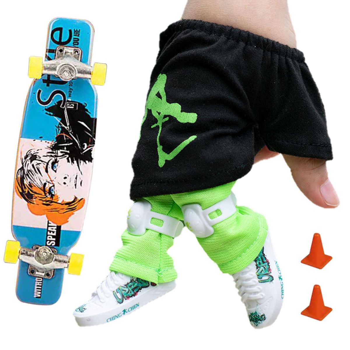 Mini Finger Scooter Set Mini Finger Skateboard with Pants and Shoes