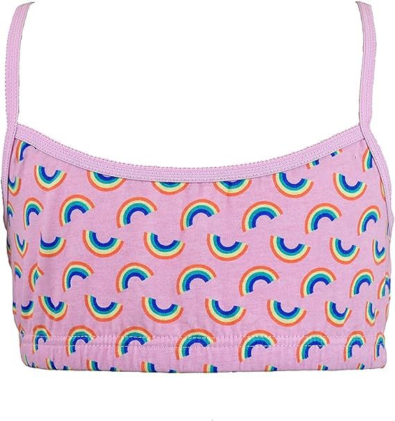 Girls 3-Pack Girls' Rainbow-Printed Cotton Crop Bralettes