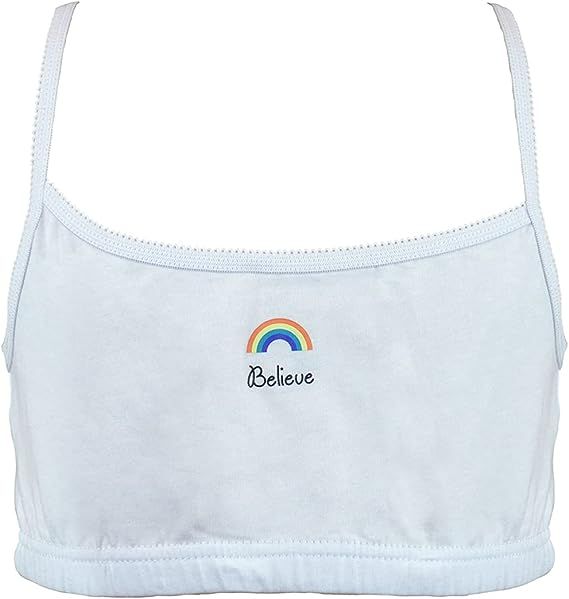 Girls 3-Pack Girls' Rainbow-Printed Cotton Crop Bralettes