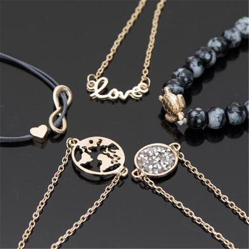 Turtle Geometric Map Heart Bracelet 5PCS Set