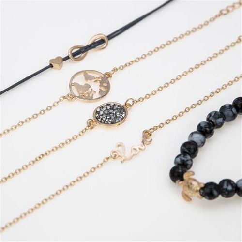 Turtle Geometric Map Heart Bracelet 5PCS Set