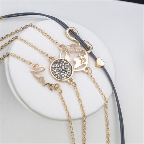 Turtle Geometric Map Heart Bracelet 5PCS Set