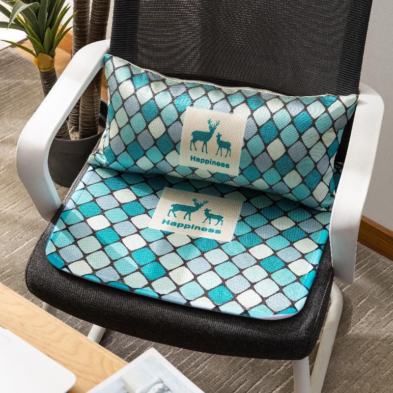 Breathable Ice-silky Polyester Seat Cushion and Lumbar Pillow Set