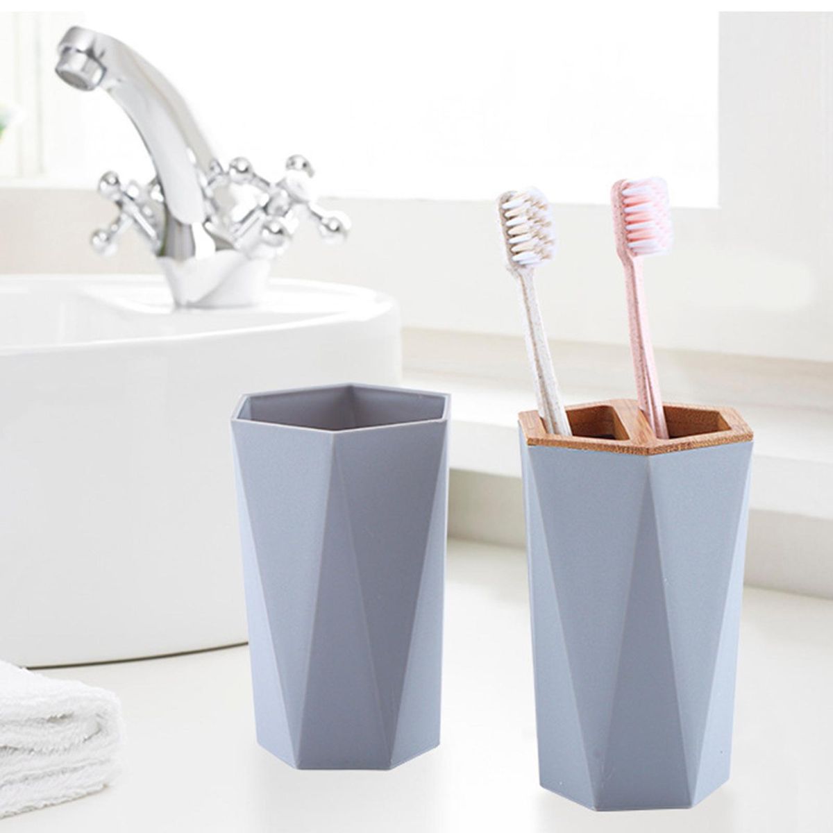 Bath Set Holders Electroplated Toothbrush Cup Grey