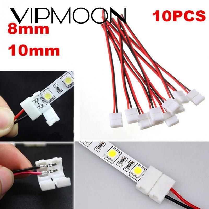 10 Pcs 2 Pin Power 8mm 10mm LED Strips Lights Connector