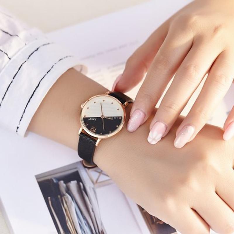 Small Rose Gold Watch Women Leather Quartz Wrist Watch