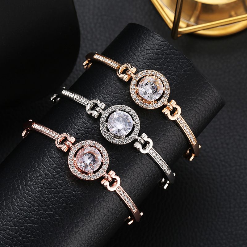 Sterling Silver Bracelet With Cubic Zirconia Hamsa Adjustable Chain Bracelets Women Elegant Jewelry