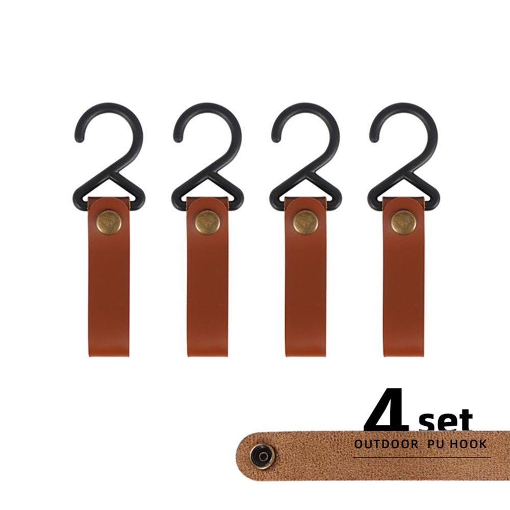 4 PCS Outdoor PU Hook Anti-Wear Metal Button Hanger Camping
