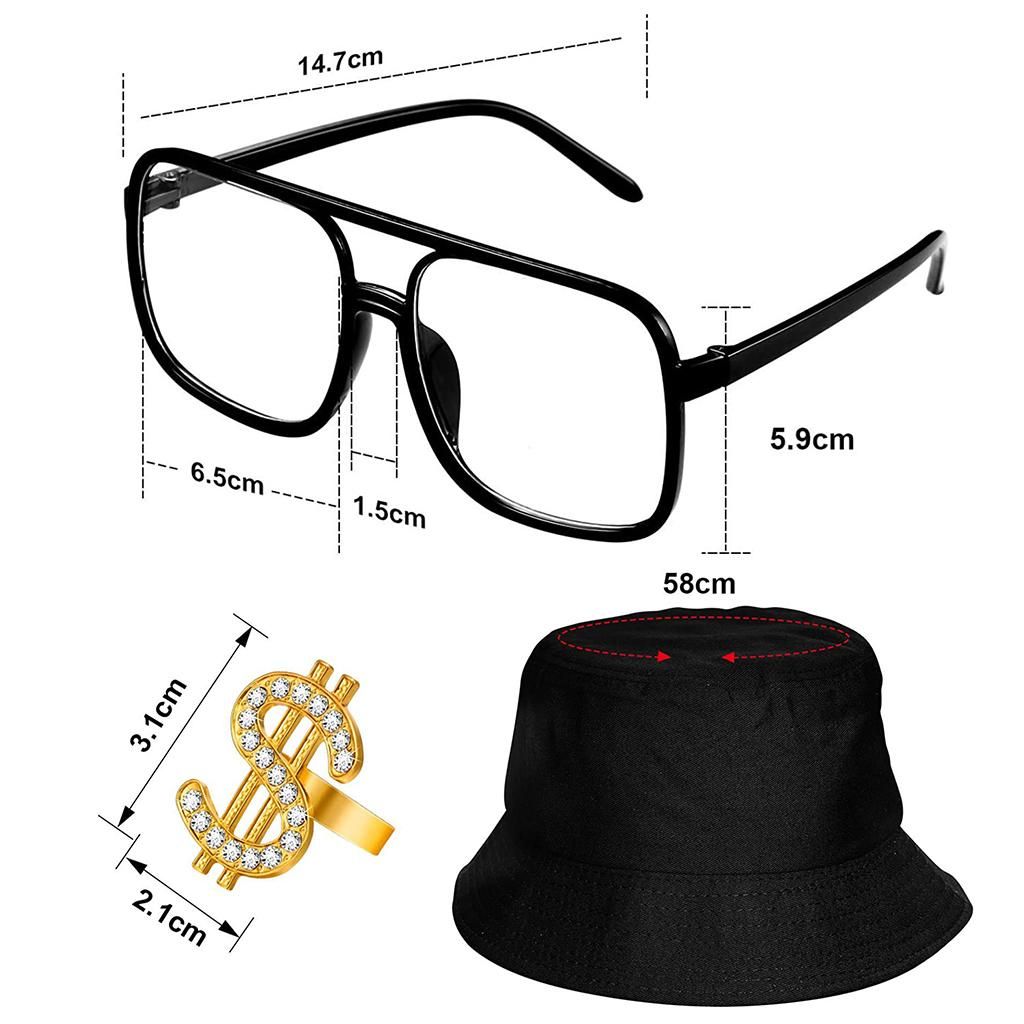 Hip Hop Costume  Rapper 4 Pieces Cool Accessories 80S/