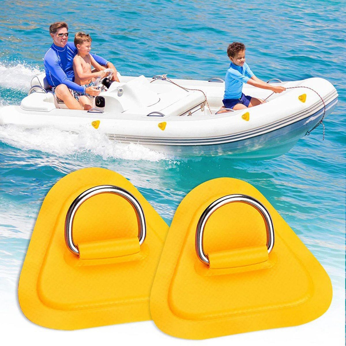 4Pcs Boat Patch Buckle D-shaped SUP Paddle Board Elastic Rope Fixing Buckle Yellow