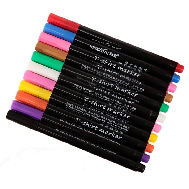 11x MultiColor Permanent Fabric Marker Pens Textile Clothes