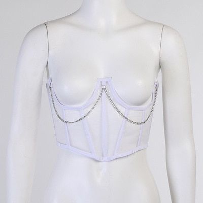 Y Corset Underbust Women Gothic Corset Top Curve Shaper Modeling S-White