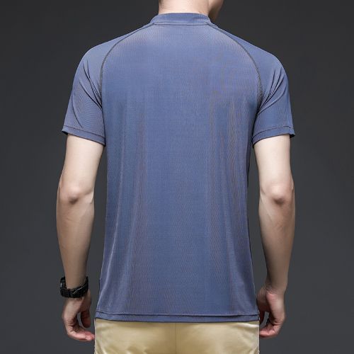 Small Stand-up Collar Stretch Ice Silk Breathable Quick Dry Men's Polo Shirt