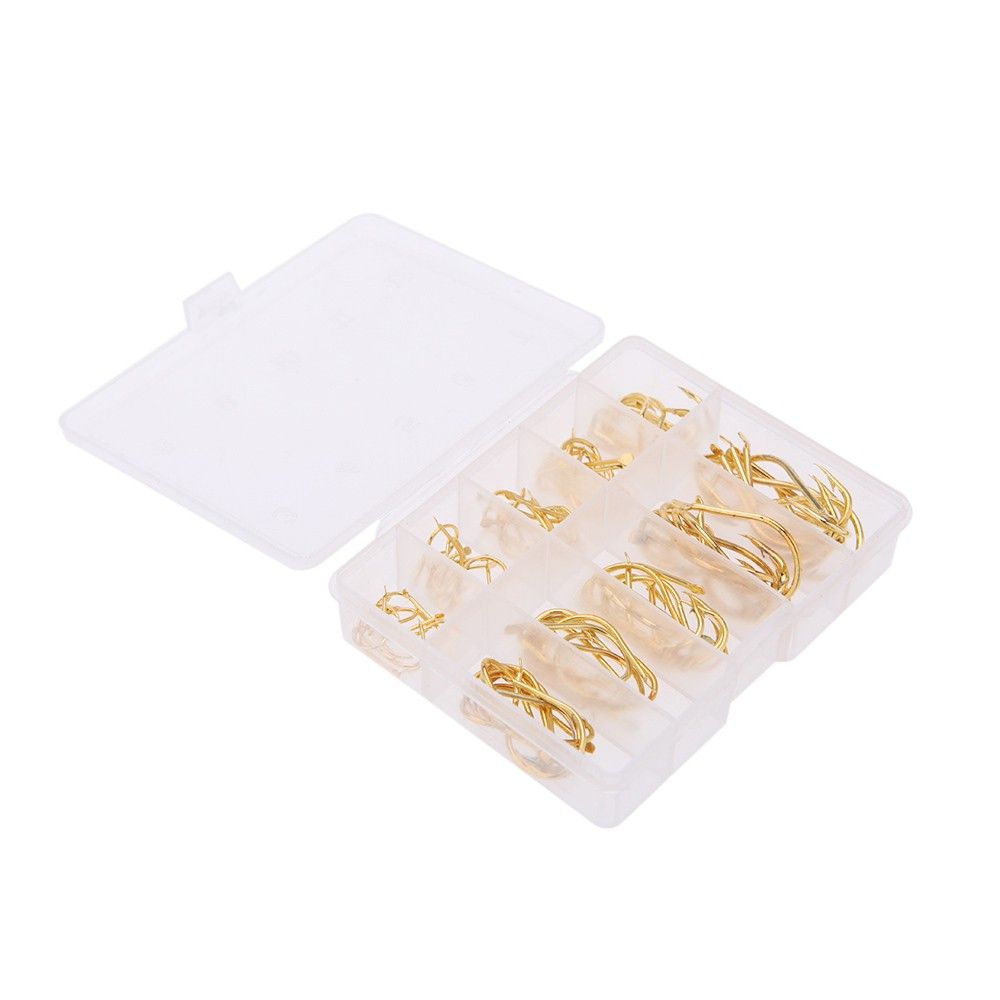 Golden 100PCS 10 Size Fishing Hooks Sharpened Fishing Needle
