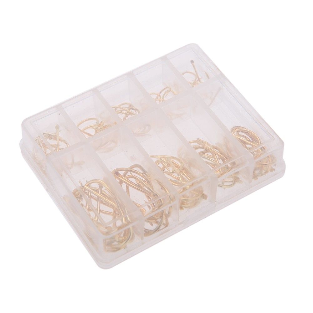 Golden 100PCS 10 Size Fishing Hooks Sharpened Fishing Needle