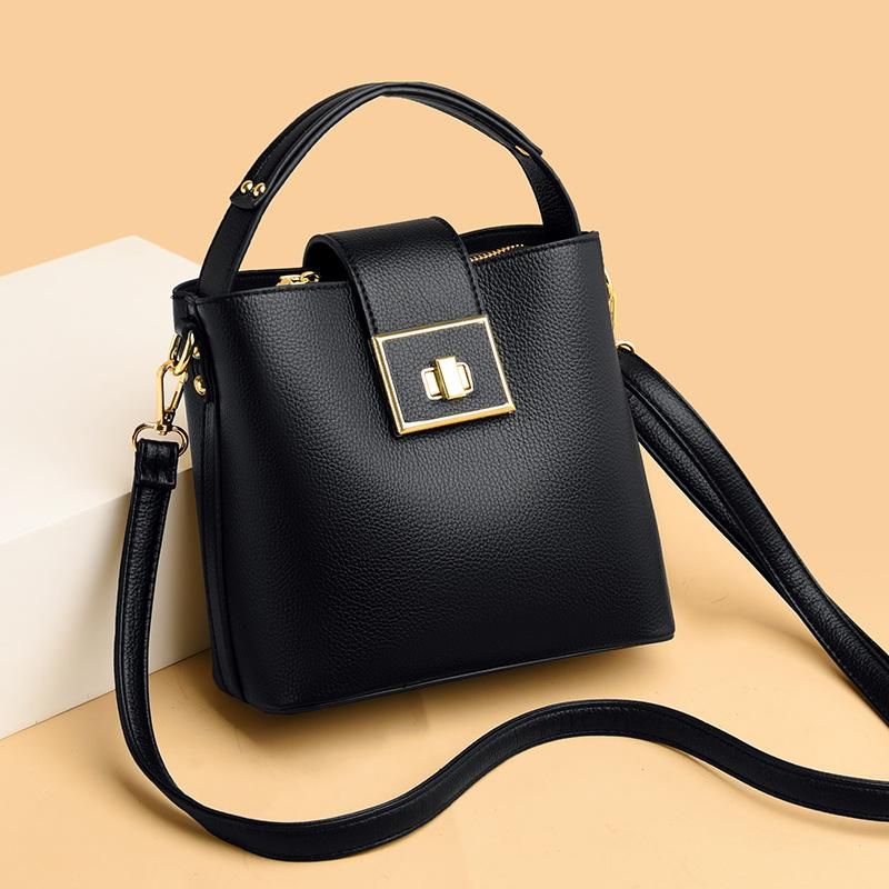 Popular Bucket Bag for Women 2021 New Fashion Printed Shoulder Bag with Mesh Red and Black Versatile