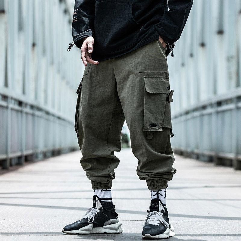 Black Bombaching Pants for Mens Informal Hip-Hop Street Clothing With Pockets Autumn Harajuku With Multiple Pockets