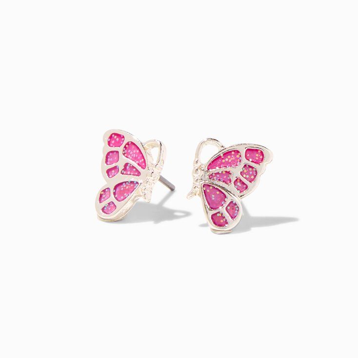 Changing Glitter Butterfly Stud Earrings