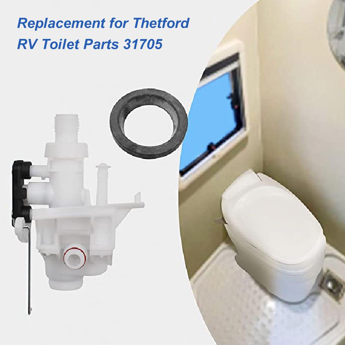 RV Toilet Water Valve Replacement Kit Replacement for Thetford Aqua Magic V High and Low Model RV Toilet Parts 31705, 31688 31687 31683