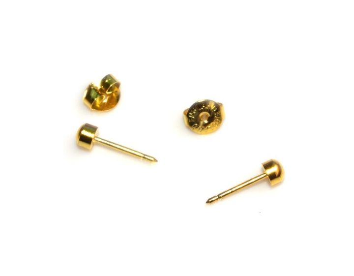Gold Stud Earring For New Born Baby & Adult × 2 Pairs