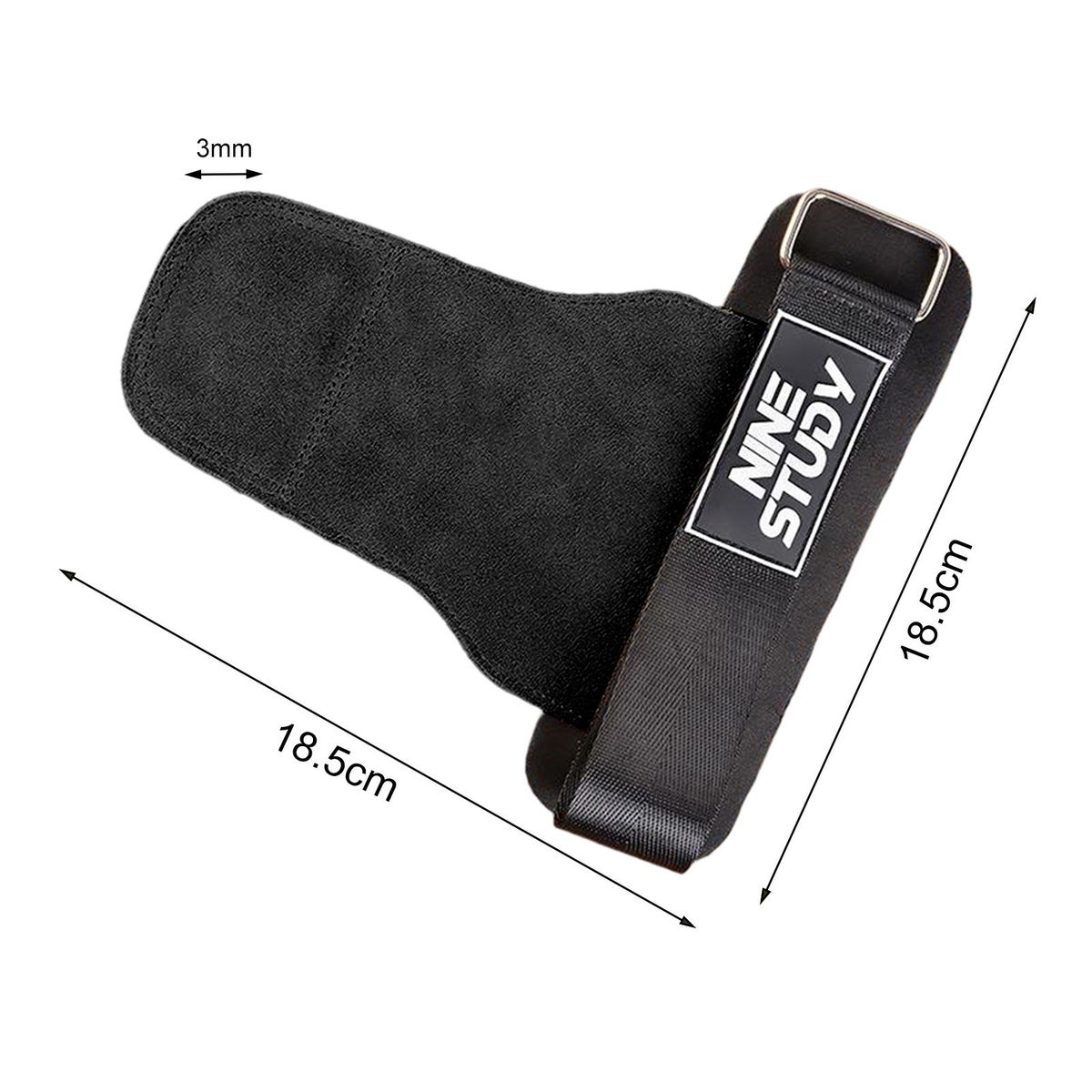 1 Pair Weight Lifting Guards Gymnastics Hand Grips with Integrated Wrist Wrap Black