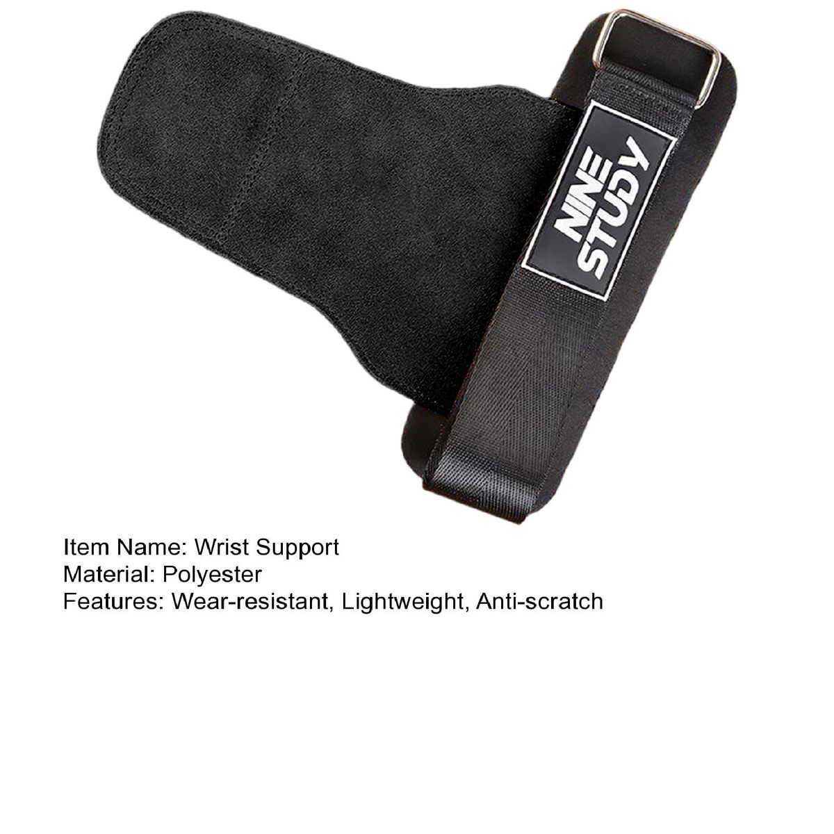 1 Pair Weight Lifting Guards Gymnastics Hand Grips with Integrated Wrist Wrap Black