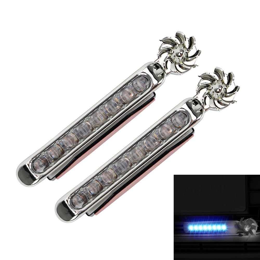LED Wind Powered Car Daytime Running Lights Auto Decorative Lamp With Rotation Fan No Need External Power Supply