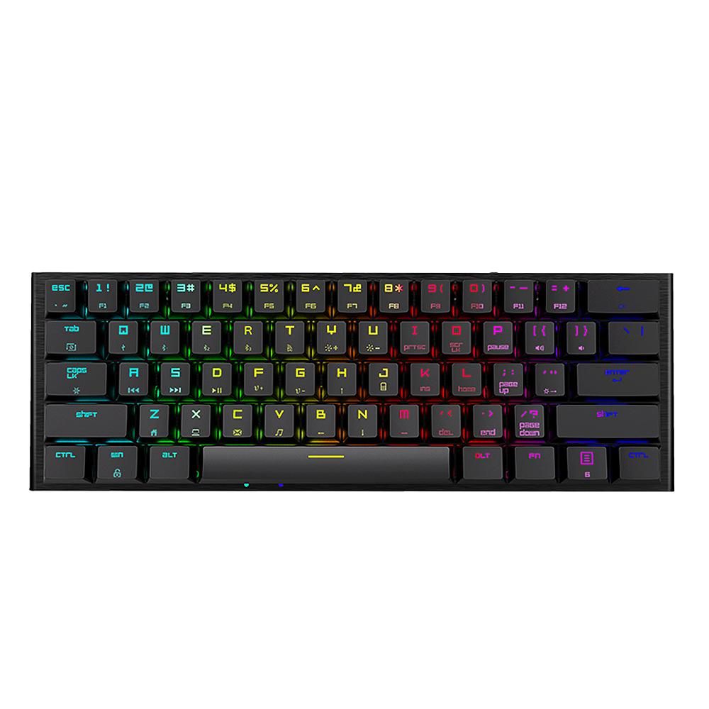 Magic-Refiner MK28 Three-mode Mechanical Keyboard 61 Keys RGB Keyboard Support BT5.0/2.4G/USB Wired Connection Red Switches Black