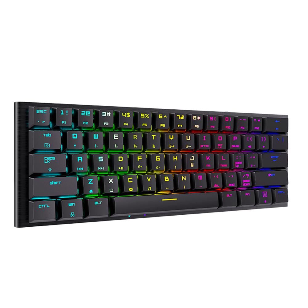 Magic-Refiner MK28 Three-mode Mechanical Keyboard 61 Keys RGB Keyboard Support BT5.0/2.4G/USB Wired Connection Red Switches Black
