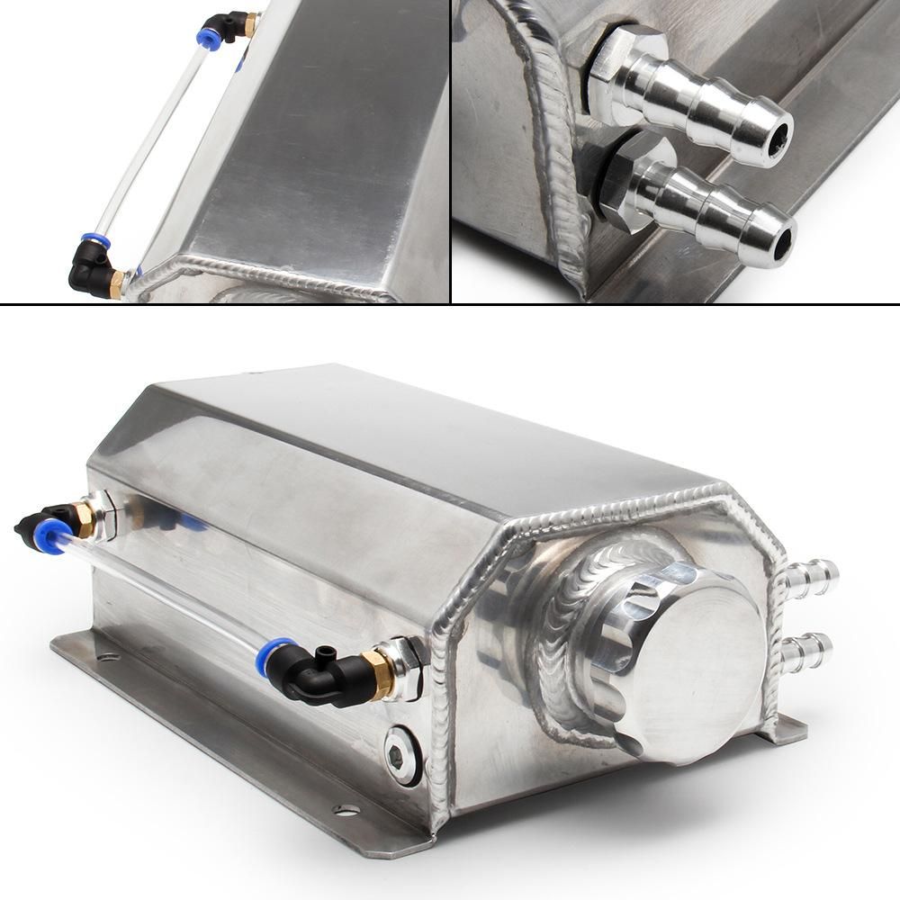 2L Aluminum Car Coolant Overflow Expansion Tanks Oil Catch Can Reservoir Tanks Universal Oil Breather Tanks with Drain Plug