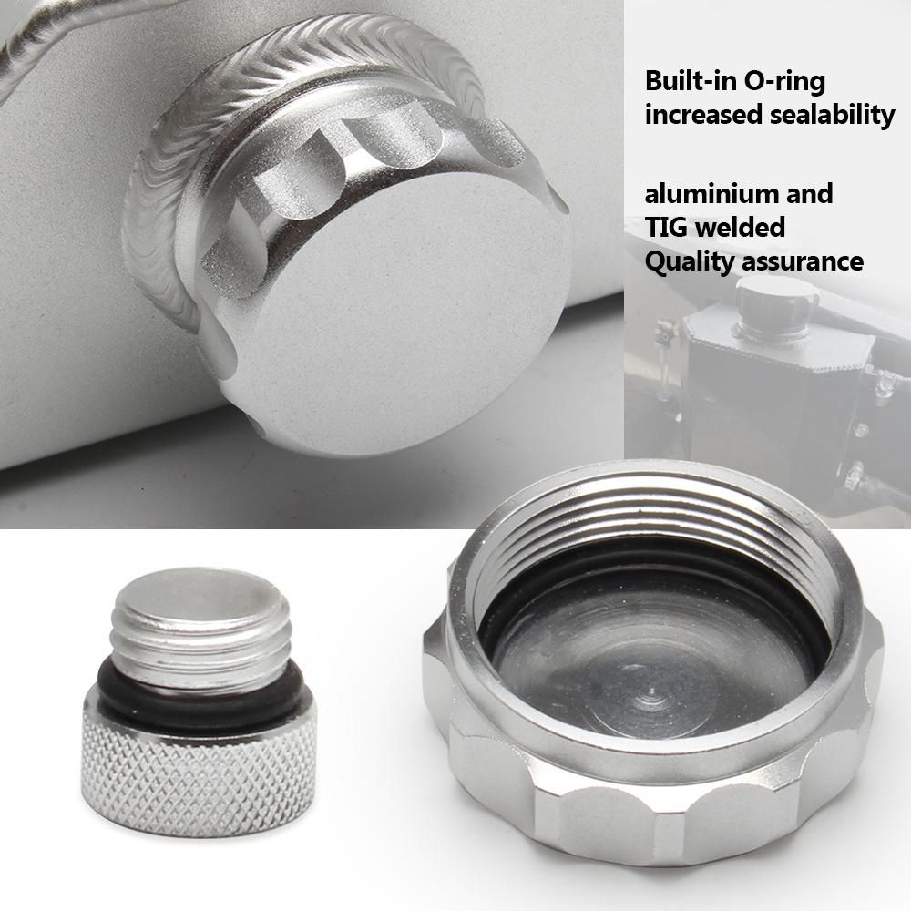 2L Aluminum Car Coolant Overflow Expansion Tanks Oil Catch Can Reservoir Tanks Universal Oil Breather Tanks with Drain Plug