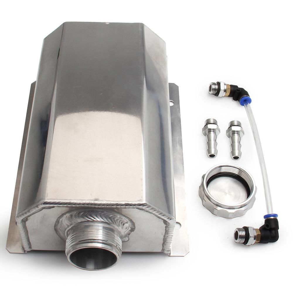 2L Aluminum Car Coolant Overflow Expansion Tanks Oil Catch Can Reservoir Tanks Universal Oil Breather Tanks with Drain Plug