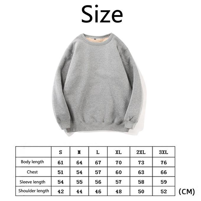 Casual Plus Velvet Thick Long-sleeved Pullover Jersey Gray L