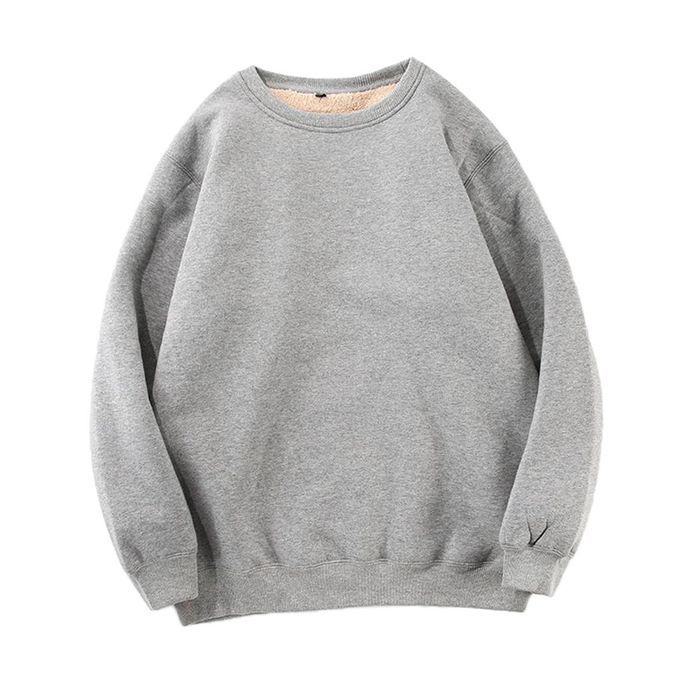 Casual Plus Velvet Thick Long-sleeved Pullover Jersey Gray XXL