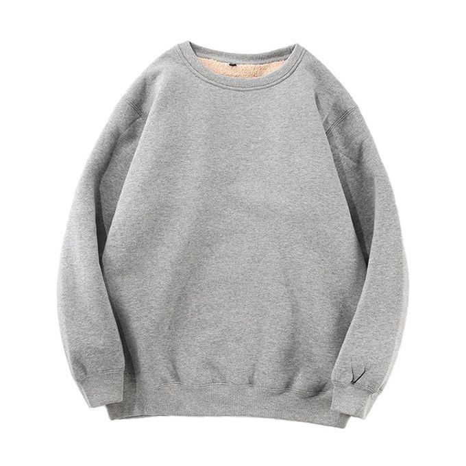 Casual Plus Velvet Thick Long-sleeved Pullover Jersey Gray XXL