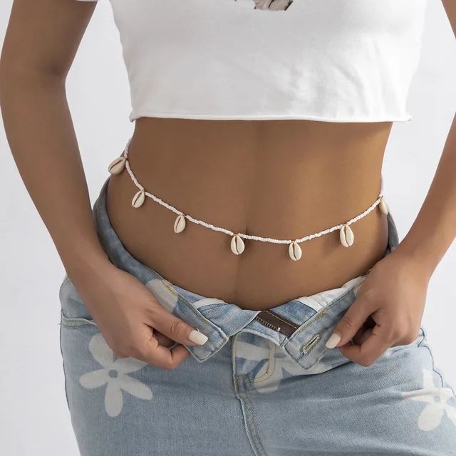 Beach Bikini Body Rice Bead Shell Waist Jewelry Vintage Loop
