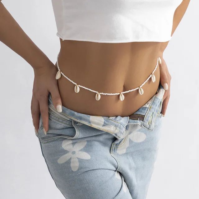 Beach Bikini Body Rice Bead Shell Waist Jewelry Vintage Loop