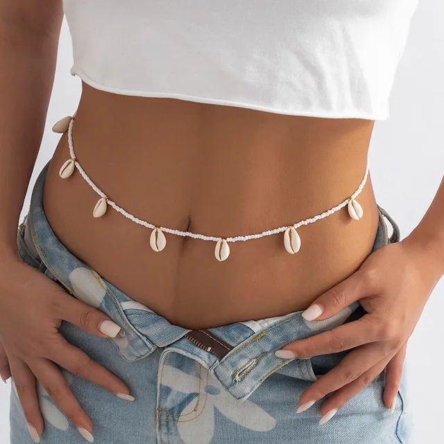 Beach Bikini Body Rice Bead Shell Waist Jewelry Vintage Loop